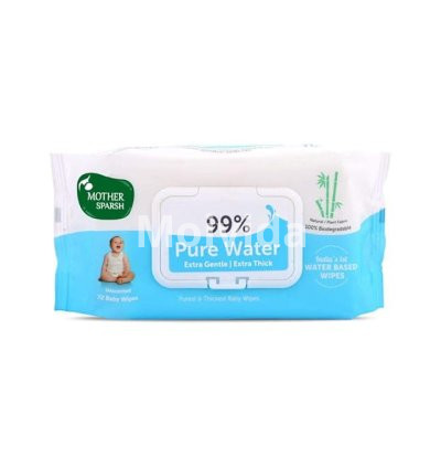 Mother Sparsh 99% Pure Water Baby Wipes 72 Unscented Plant-Based Wipes