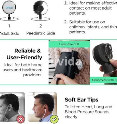 Dr Trust Aneroid Sphygmomanometer Manual BP Monitor with Stethoscope 3