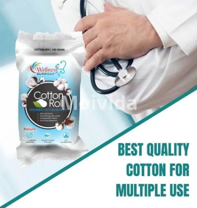 Wellness Surgical Cotton Roll 400gm Chlorine-Free Absorbent Wool 3