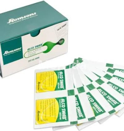 Romsons Alco Swab Alcohol Gauze 100 Pack Pre-Injection Antiseptic Wipes