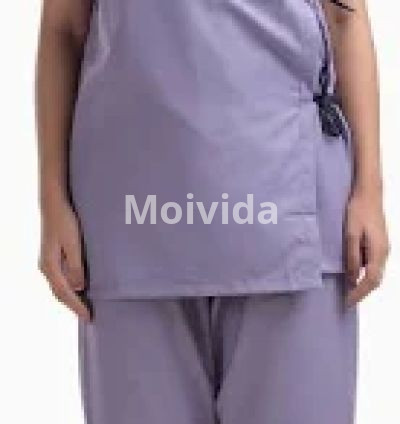 HOSPRIQS Unisex Poly Cotton Patient Dress Front-Open Overlap Purple