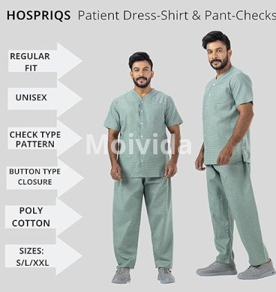 HOSPRIQS Unisex Poly Cotton Patient Dress Shirt & Pant Green Set 4