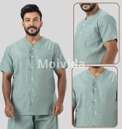 HOSPRIQS Unisex Poly Cotton Patient Dress Shirt & Pant Green Set