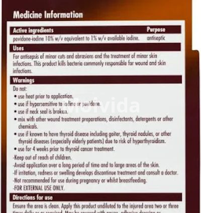 Betadine 10% Topical Povidone-Iodine Solution for Wounds